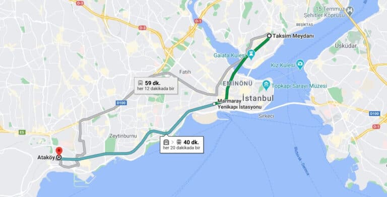 Taksimden Ataköye Nasıl Gidilir